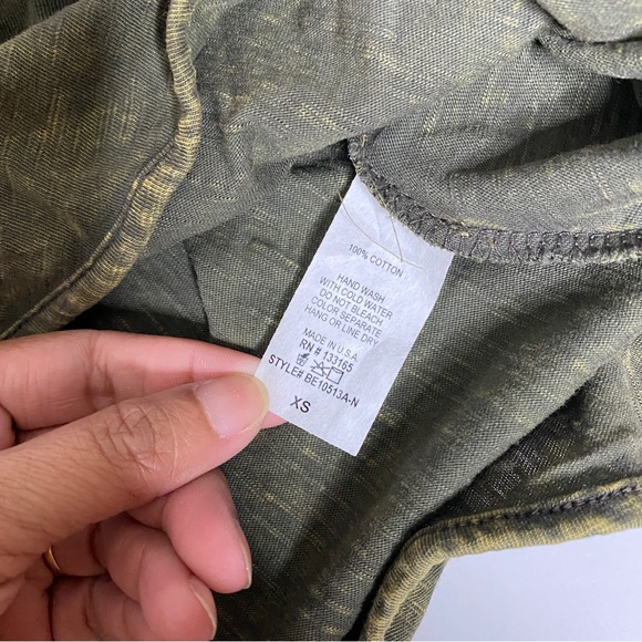 Altar'd State Long Sleeve Acid Wash Distressed Swing Mock Neck Top - Picture 11 of 12